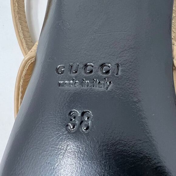 GUCCI Nude Leather GG Logo Kitten Heel Sandals – Size 38 - Picture 7 of 9